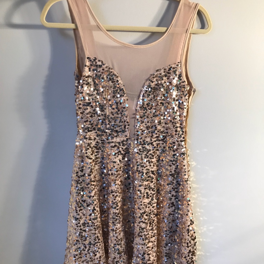 Gold Sequin Dress with plunging neckline